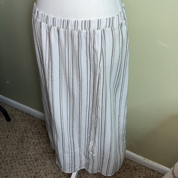 Mododoc Striped Cotton Faux Wrap Elastic Waistband midi skirt, size extra large - Picture 3 of 15